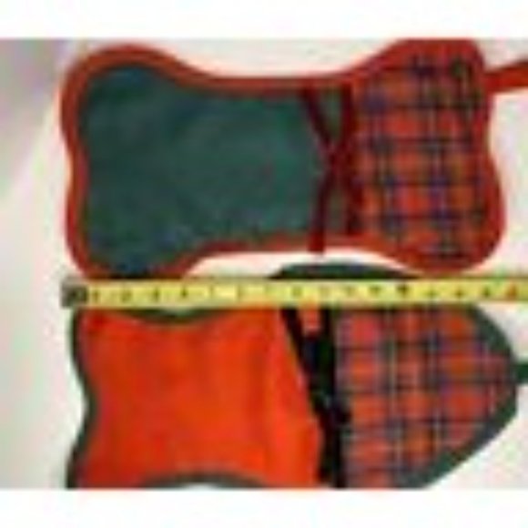 Lot Of 2 Pet Christmas Stocking Dog Bone Cat Fish Tartan Plaid Shape Hanging Foo - Picture 8 of 10